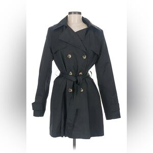 DKNY Black Double-Breasted Trench Coat